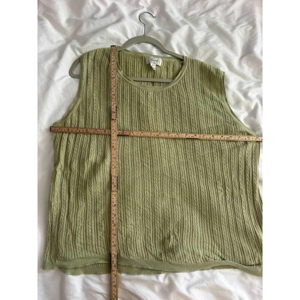 Foxcroft Green Supima Cotton Sweater Vest Cable Knit Women’s XL Sleeveless Top - Picture 6 of 6